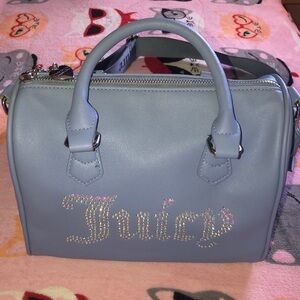 Juicy Couture Light Blue Rhinestone Logo Satchel